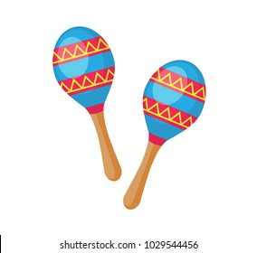Maracas icon. Vector illustration of blue and red maracas isolated on a white background