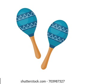 Maracas icon. Vector illustration of blue maracas isolated on a white background