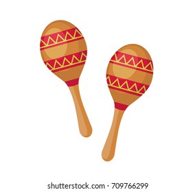 Maracas icon. Vector illustration of red and yellow maracas isolated on a white background