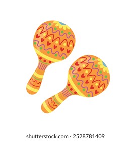 Maracas icons. Mexican Traditional musical instruments. Vector illustration of colorful maracas, isolated on a white background. Flat design style.