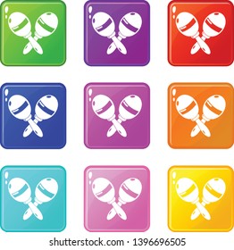 Maracas icons set 9 color collection isolated on white for any design