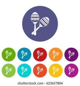 Maracas icons set in circle isolated flat vector illustration