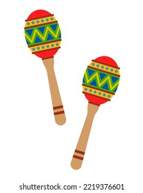 Maracas icons. Vector illustration of colorful maracas, isolated on a white background. Mexican musical instruments. Flat design style.