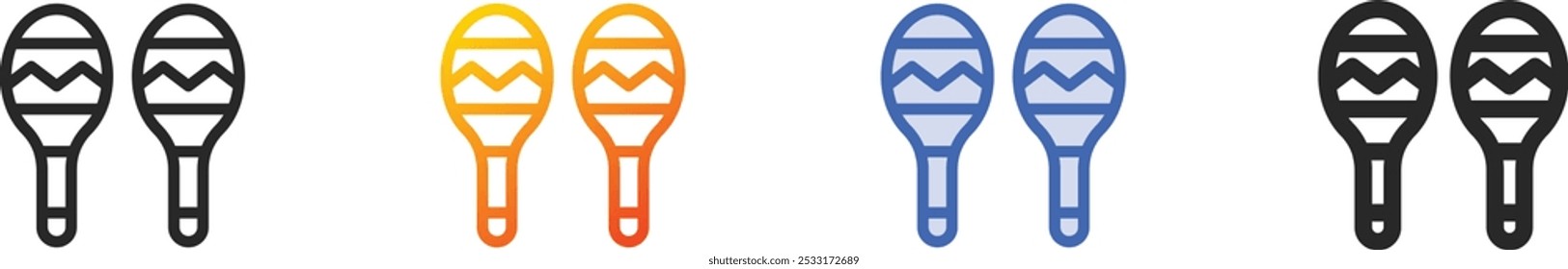 maracas icon.Thin Linear, Gradient, Blue Stroke and bold Style Design Isolated On White Background