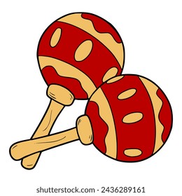 maracas illustration hand drawn colored vector	