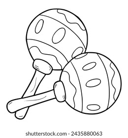 maracas illustration outline isolated vector