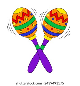 Maracas Instrument in cartoon vector illustration. On a white isolated background. Cinco de mayo concept icon.