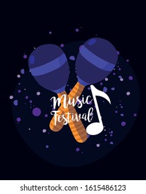 Maracas instrument design, Music festival sound melody song musical art and composition theme Vector illustration