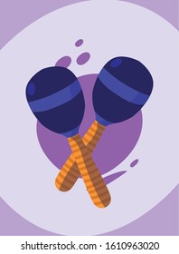 Maracas instrument design, Music sound melody song musical art and composition theme Vector illustration