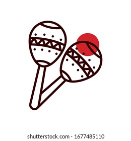 maracas instrument half line half color style icon design, Music sound melody song musical art and composition theme Vector illustration
