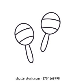 maracas instrument line style icon design, Music sound melody song musical art and composition theme Vector illustration