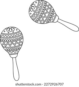 maracas Isolated Coloring Page for Kids