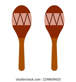 Maracas isolated on a white background. Rumba shaker or chac-chac. Percussion and noise musical instrument. Flat style. Vector illustration