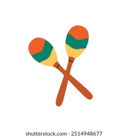 Maracas isolated on white background. Colorful Rumba shakers.Vector illustration cartoon flat style