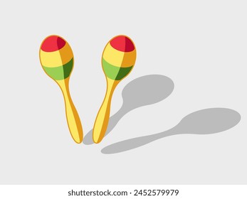 Maracas isometric vector illustration with shadow