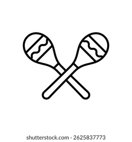 Design de ícone de linha de Maracas com traço editável no plano de fundo branco