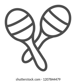Maracas line icon, music and mexican, instrument sign, vector graphics, a linear pattern on a white background, eps 10.