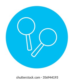 Maracas line icon for web, mobile and infographics. Vector white icon on the light blue circle isolated on white background.