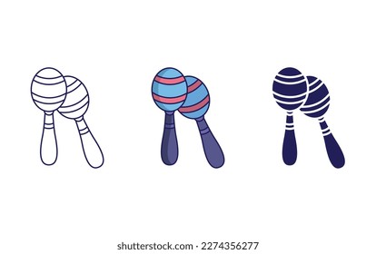 Maracas line and solid illustration icon