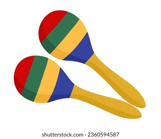 Maracas. Mexical musical instrument of maraca. Vector isolated illustration.