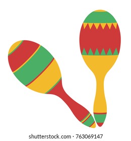 Maracas, Mexican maraca, Colorful Pair maracas flat icon, Percussion musical instrument, rumba shaker, shac-shac, beanbag. Cartoon style, vector