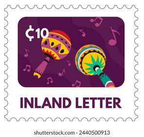 Maracas, music instruments theme, vector stamp illustration.