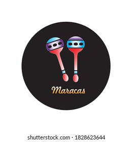 Maracas musical instrument . Circle  style sign for mobile concept and web design. Percussion maracas flat vector icon. Brazilian carnival, masquerade, party symbol, logo illustration