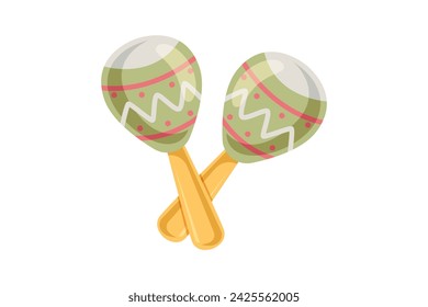 Maracas Musical Instrument Flat Sticker Design