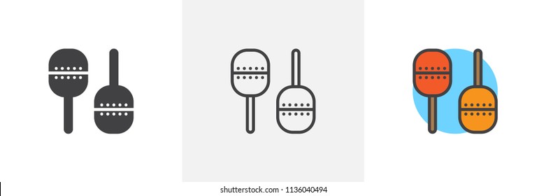 Maracas musical instrument icon. Line, solid and filled outline colorful version, outline and filled vector sign. Symbol, logo illustration. Different style icons set. Pixel perfect vector graphics
