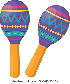 Maracas. Musical instruments of Brazil, Mexico. Ethnic percussion instruments.