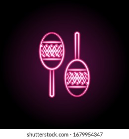 Maracas neon icon. Simple thin line, outline vector of dia de muertos icons for ui and ux, website or mobile application