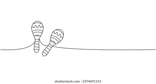 Maracas one line continuous drawing. Musical instruments continuous one line illustration. Vector minimalist linear illustration.