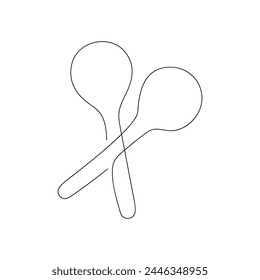 Maracas one line drawn in one continuous line in color. One line drawing, minimalism. Vector illustration.