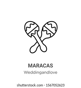 Maracas outline vector icon. Thin line black maracas icon, flat vector simple element illustration from editable birthday and party concept isolated on white background