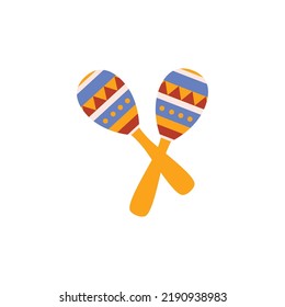 Maracas percussion musical instrument cartoon flat vector illustration isolated on white background. Pair of traditional maracas instrument for Mexican nd Latinos music.