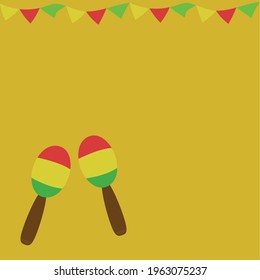 maracas with red yellow and green color in yellow background