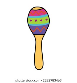 Maracas, rumba shaker or shac-shacs musical instrument flat icon, doodle style vector