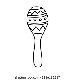 Maracas, rumba shaker or shac-shacs musical instrument flat icon, doodle style vector outline