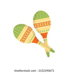 Maracas or rumba shaker vector illustration. Traditional Caribbean and Latin musical instrument.