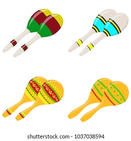 Maracas, a set of colorful maracas. Musical instruments. Flat design, vector illustration, vector.