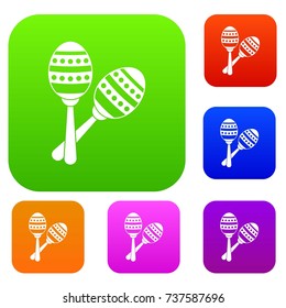 Maracas set icon color in flat style isolated on white. Collection sings vector illustration
