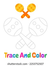Maracas tracing worksheet for kids
