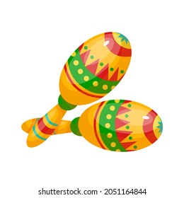 Maracas Traditional Mexican Musical Instrument Cartoon Vector Graphic