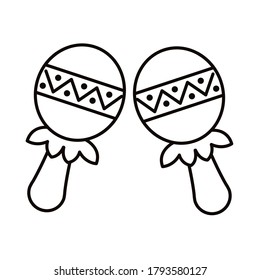maracas tropical instrument line style icon vector illustration design