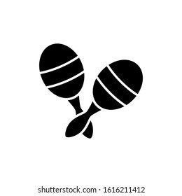 Maracas vector icon in black flat shape design, isolated on white background