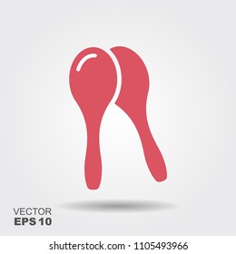 Maracas vector icon. Flat vector illustration with shadow