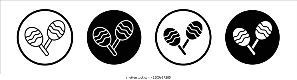 Maracas vector icon set black filled and outlined style.