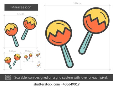 Maracas vector line icon isolated on white background. Maracas line icon for infographic, website or app. Scalable icon designed on a grid system.