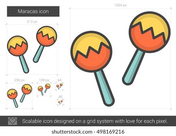 Maracas vector line icon isolated on white background. Maracas line icon for infographic, website or app. Scalable icon designed on a grid system.