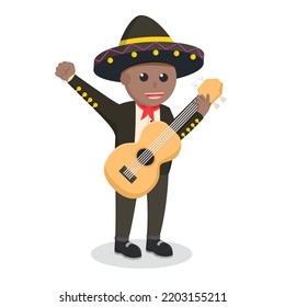 marachi african with Guitar design character on white background